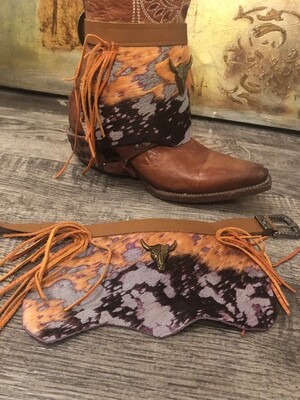 Western Equestrian Boot Cuff Acid washed & dyed hide