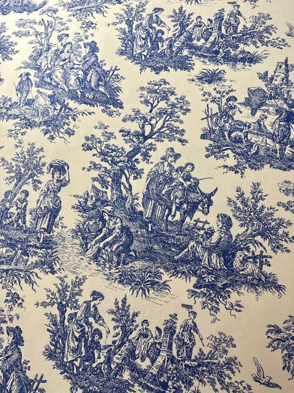 Duck imprimeu Toile de Jouy albastru