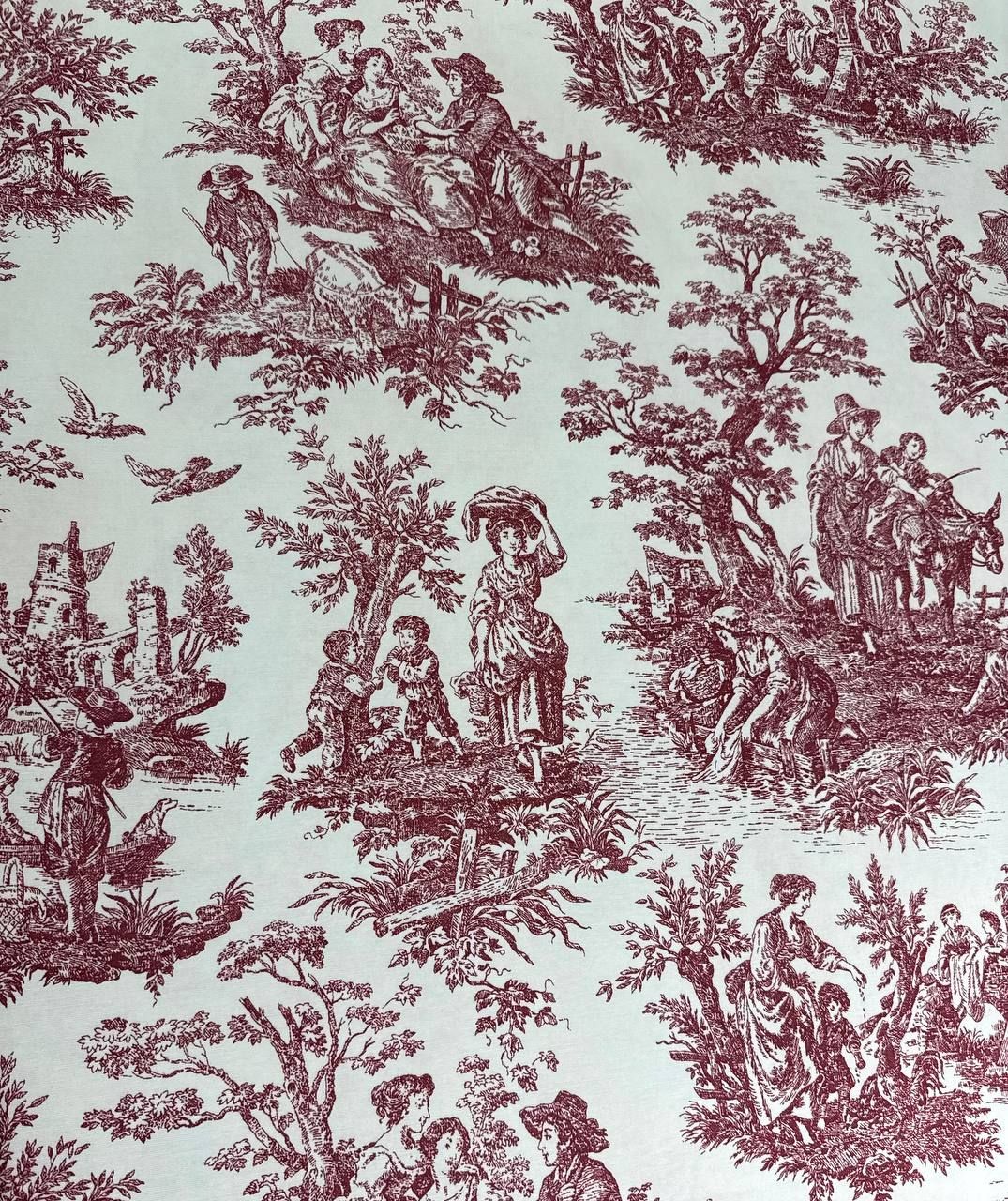 Duck imprimeu Toile de Jouy roșu