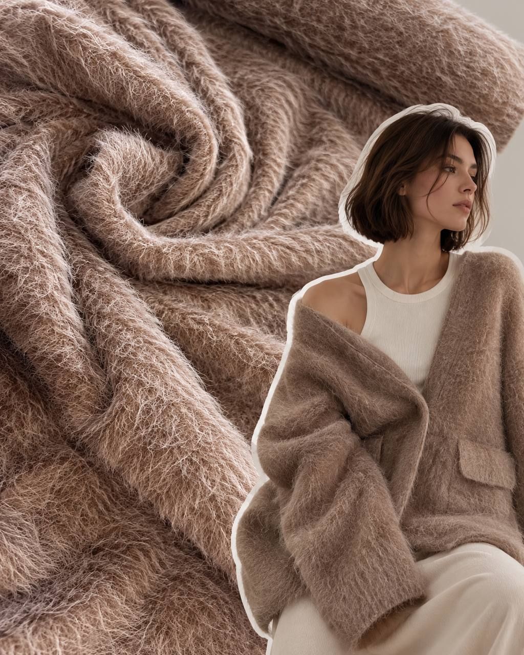 Țesătură cu efect de blană Alpaca cappuccino