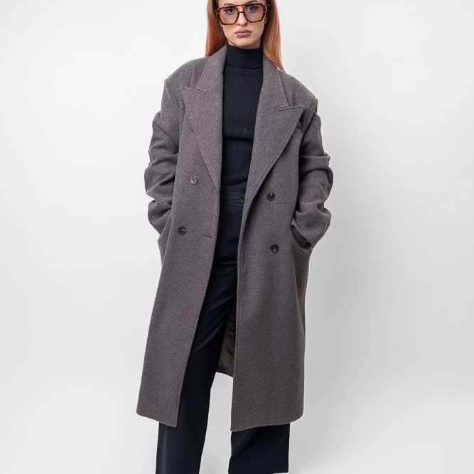 Manteau long élégant anthracite