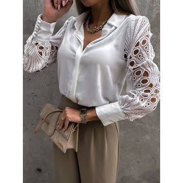 Blouse à manches longues en dentelle pour femmes