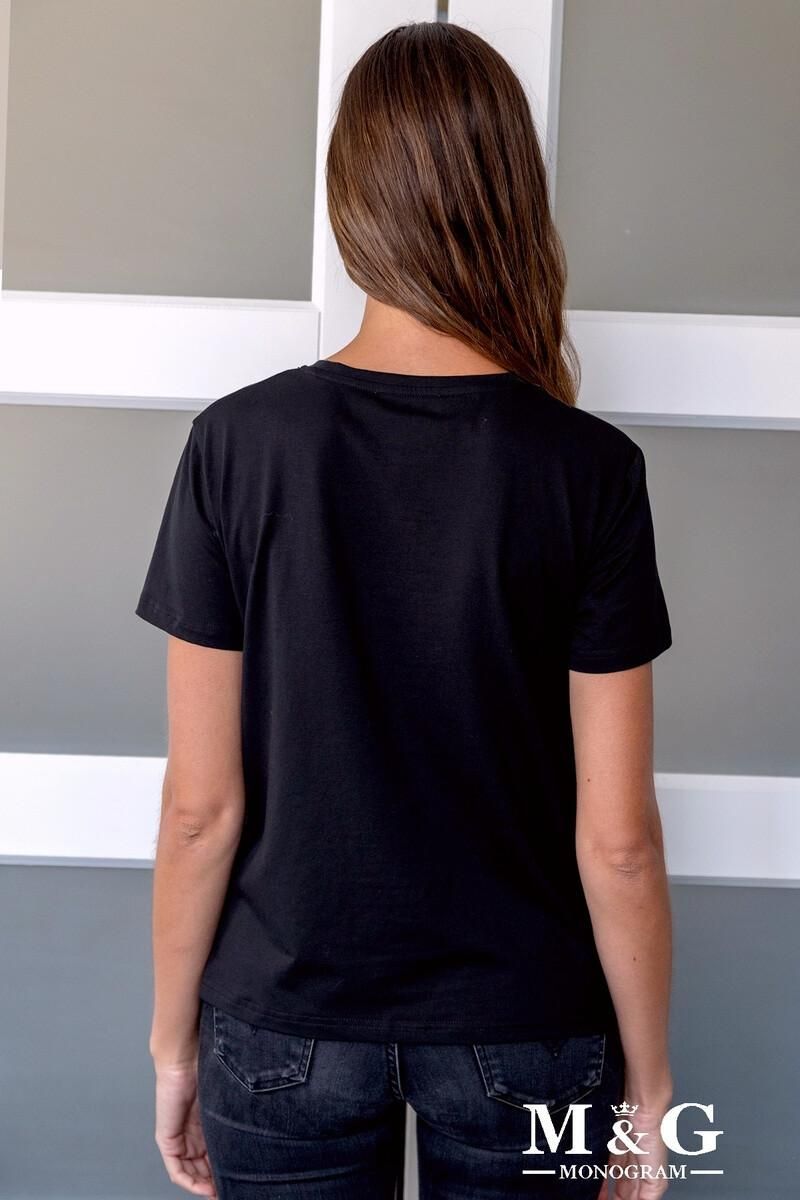T-shirt avec perles et strass au épaules