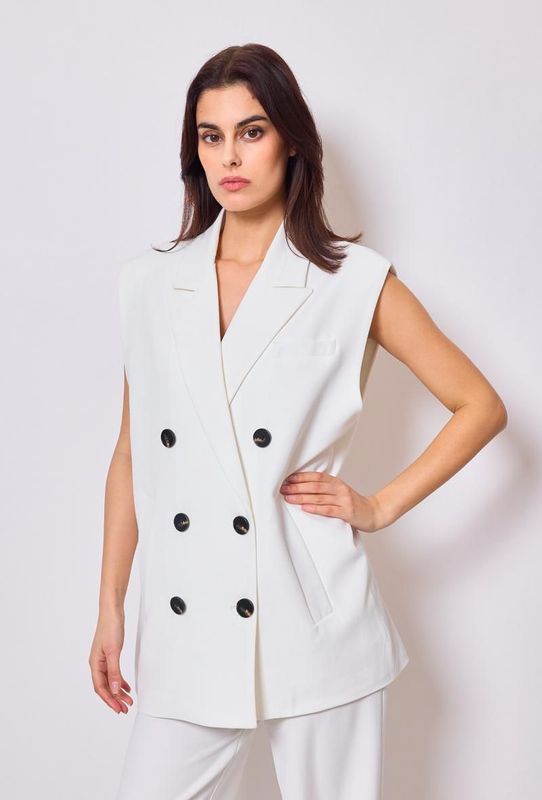 Ensemble veste sans manches oversize et pantalon coupe droite