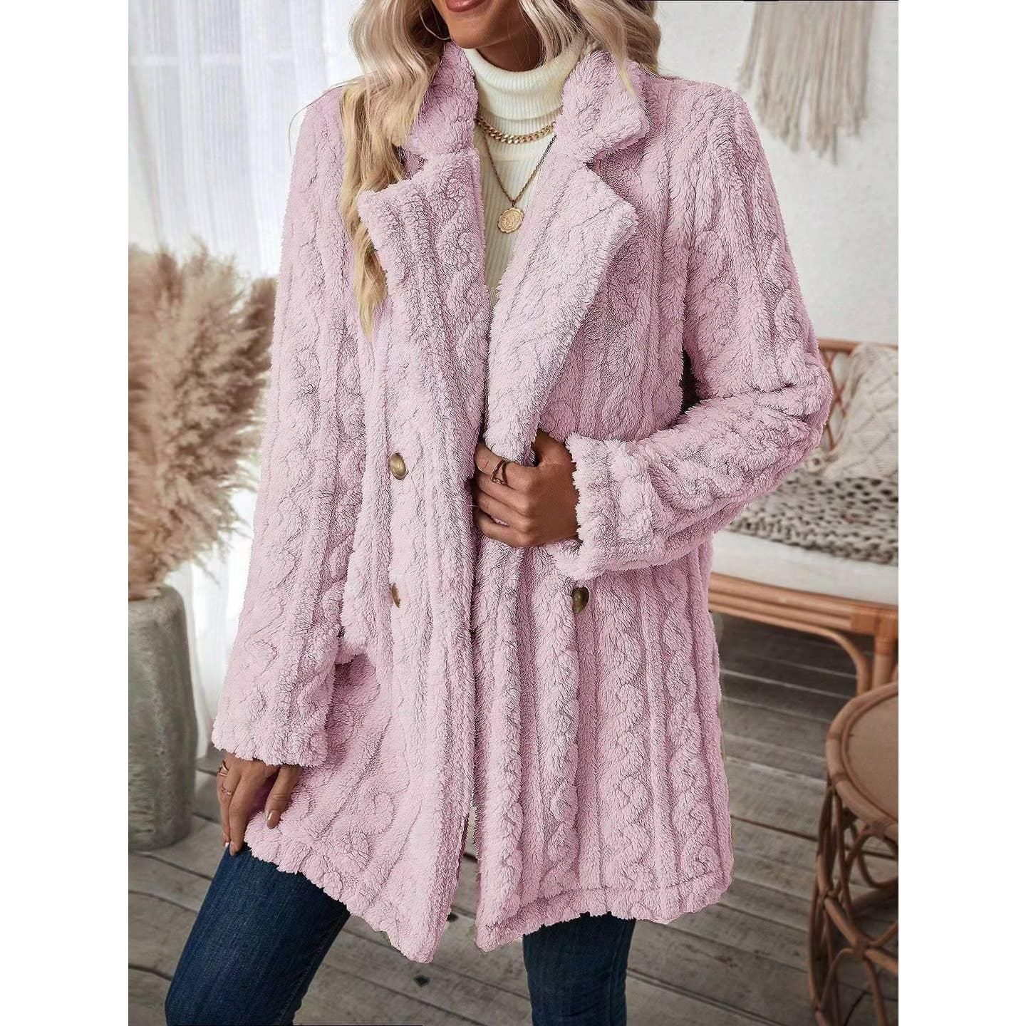 Manteau long boutonné sherpa