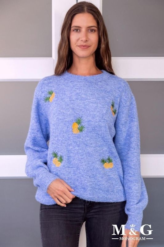 Pull avec ananas brodés
