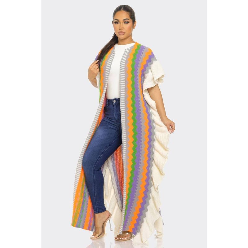 Cardigan poncho long multicolore