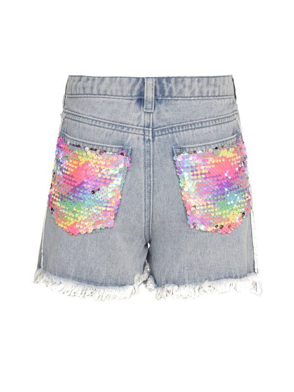 Short en jeans en paillettes