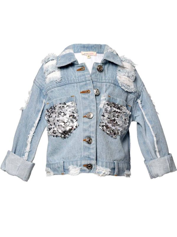 Veste en jean avec détails à paillettes
