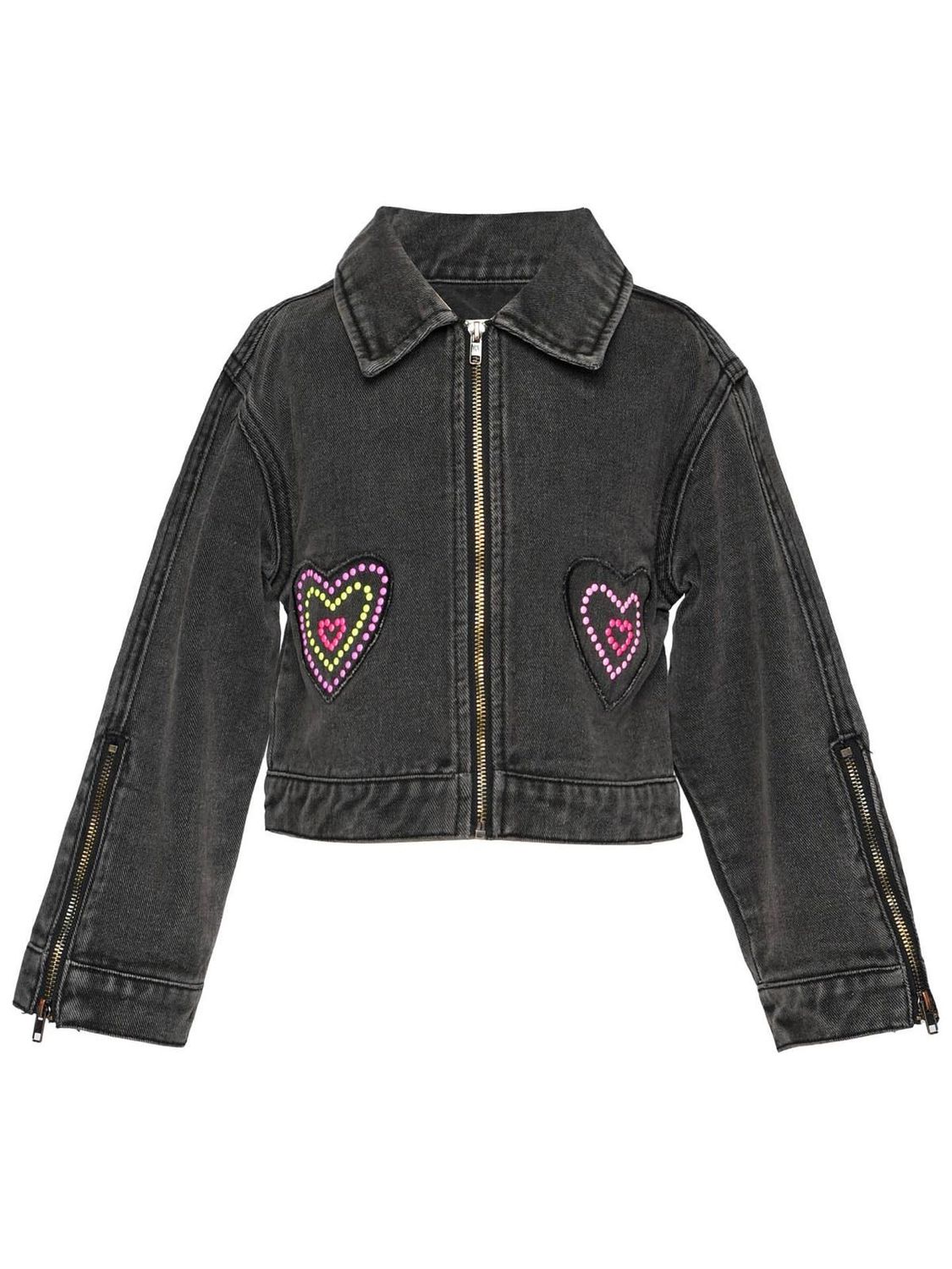 Veste en denim avec broderie coeur et détail hotfix