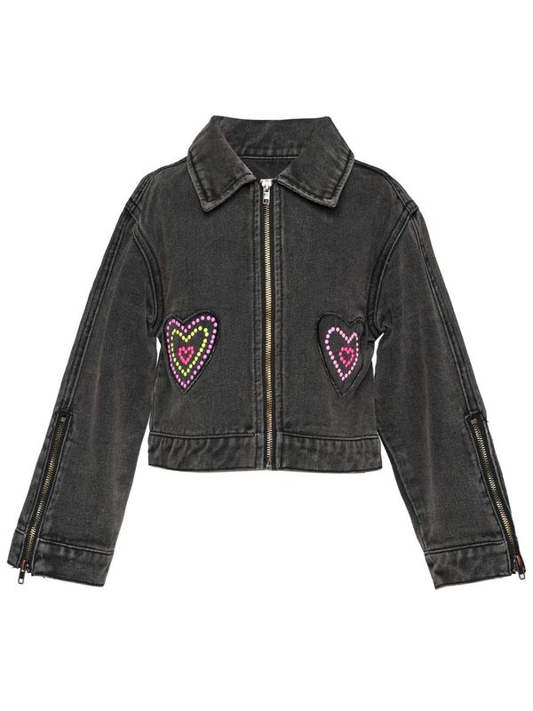 Veste en denim avec broderie coeur et détail hotfix