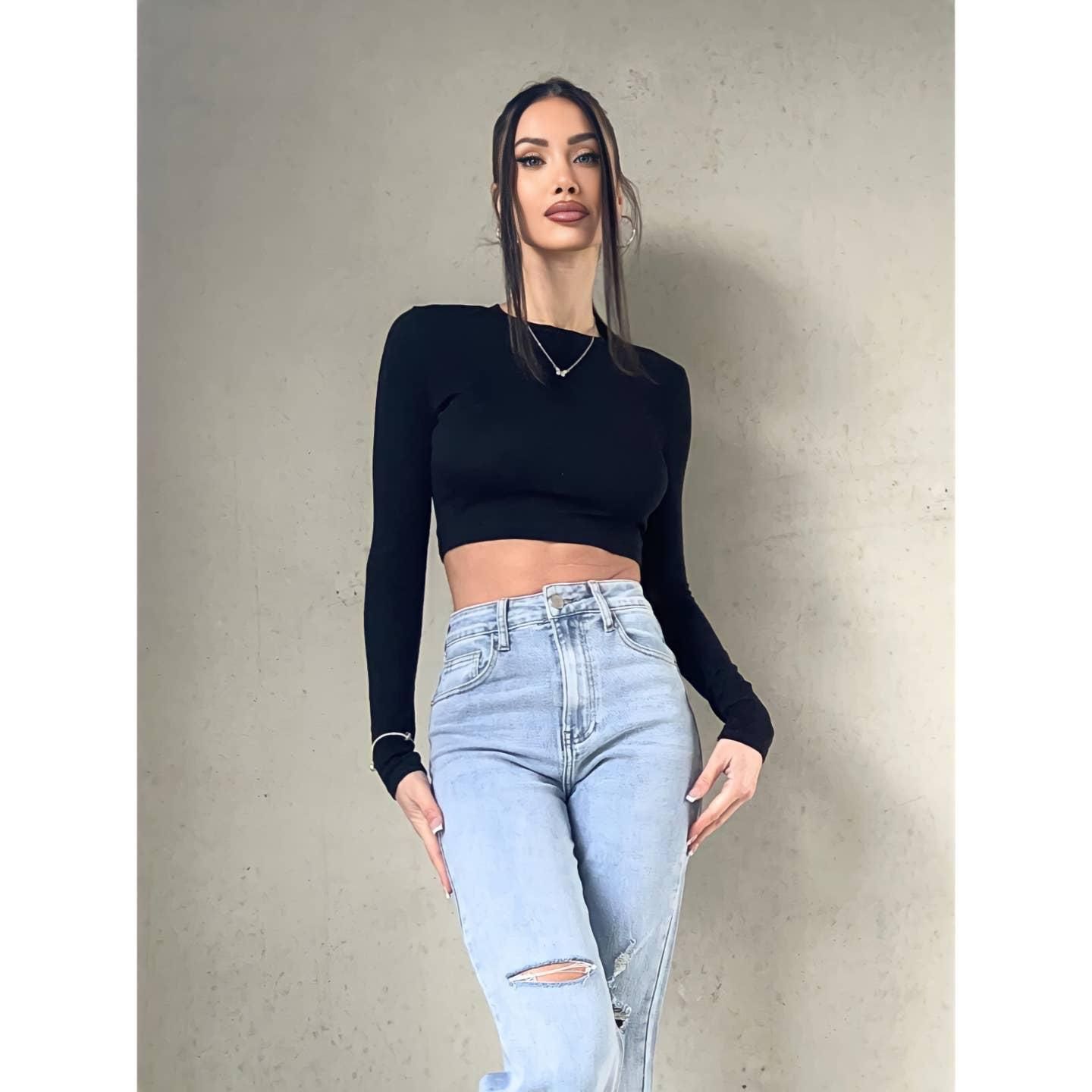 Jean bleu wide leg destroyed