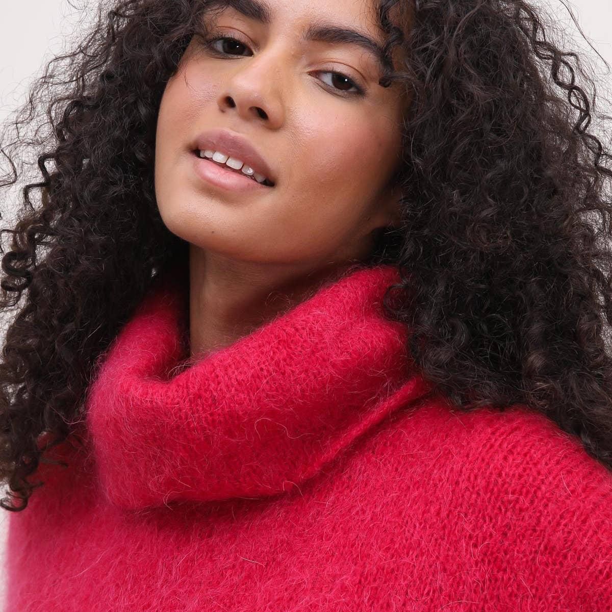 Pull poncho col roulé