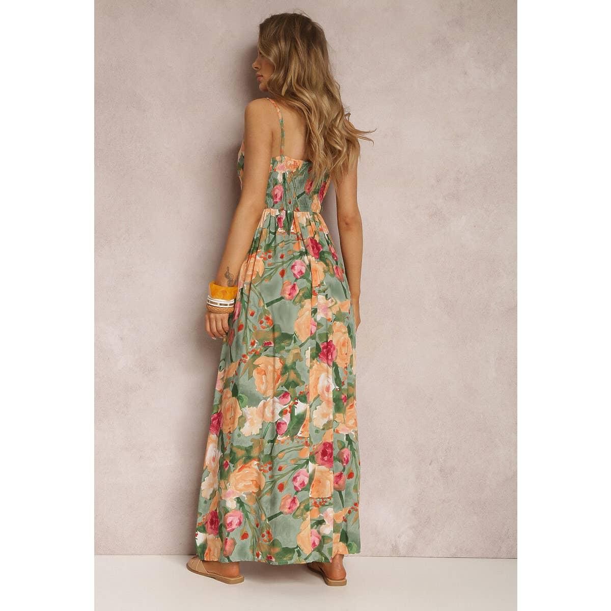 Robe florale pour femme robe à bretelles spaghetti a col en V