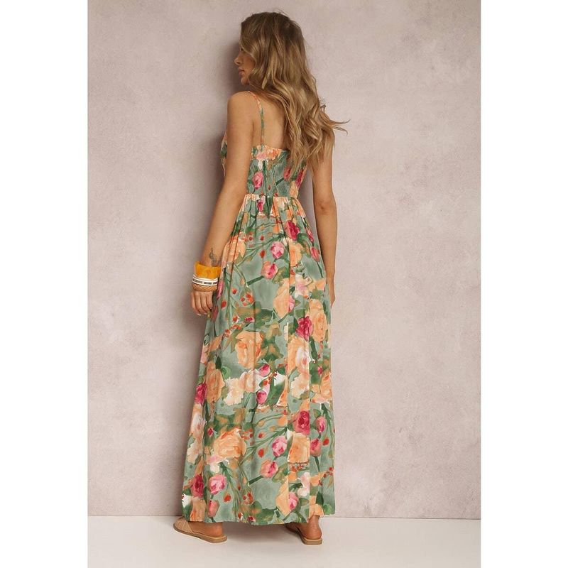 Robe florale pour femme robe à bretelles spaghetti a col en V