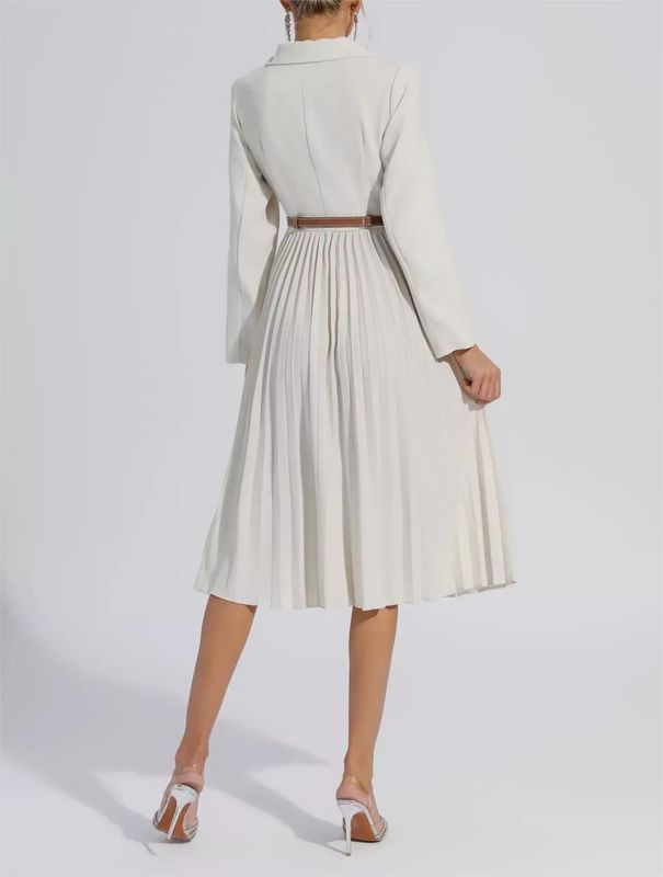 Robe plissée blazer pour femme avec ceinture en cuir genius