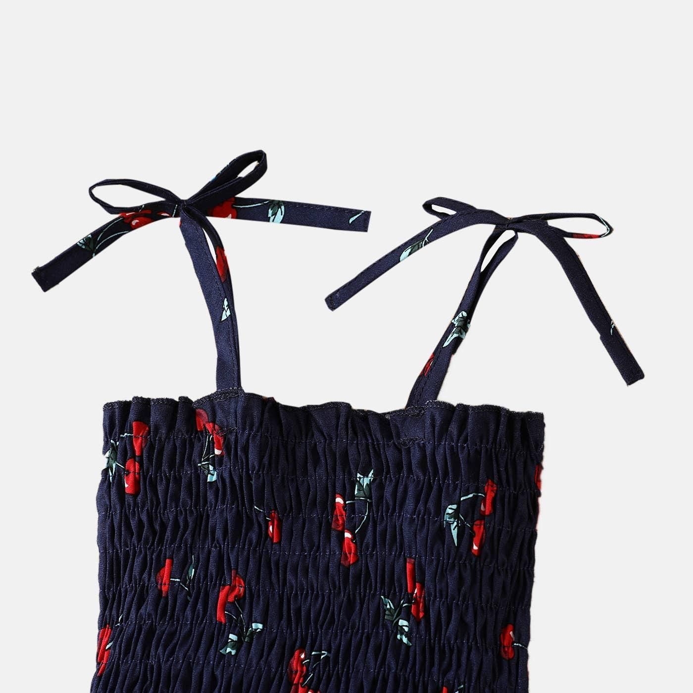 Robe à bretelles imprimée cerises pour bébé fille