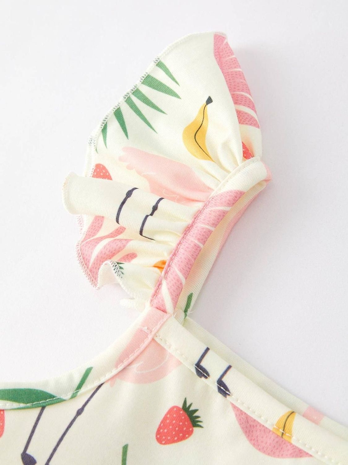 Ensemble 3 pièces robe à rayure  feuilles d'été