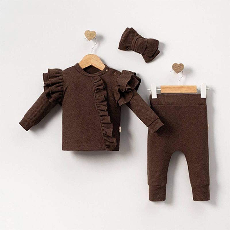 Ensemble 3 pièces en coton orchidée pour fille