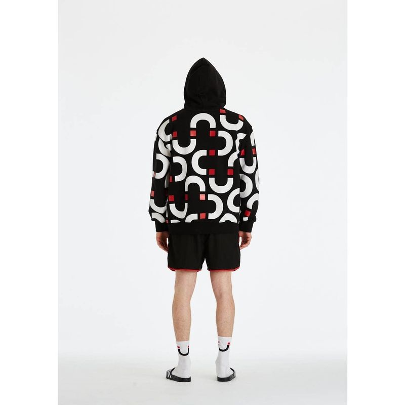 SWEAT À CAPUCHE CHAÎNE NOIR/BLANC/ROUGE