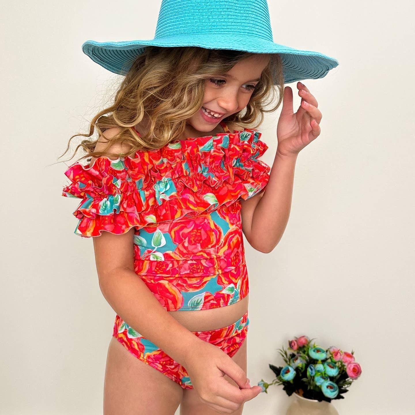 Maillot de bain deux pièces Tankini à volants Tropical Garden