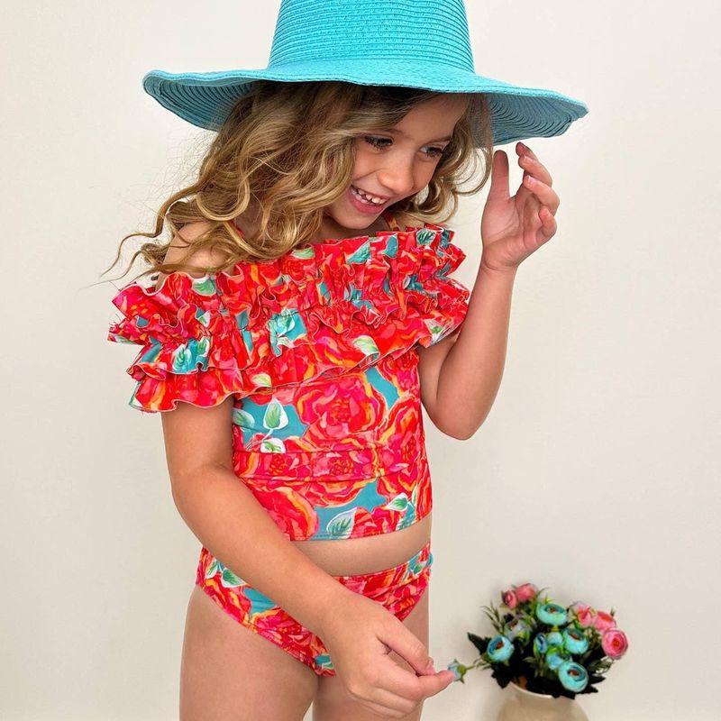 Maillot de bain deux pièces Tankini à volants Tropical Garden