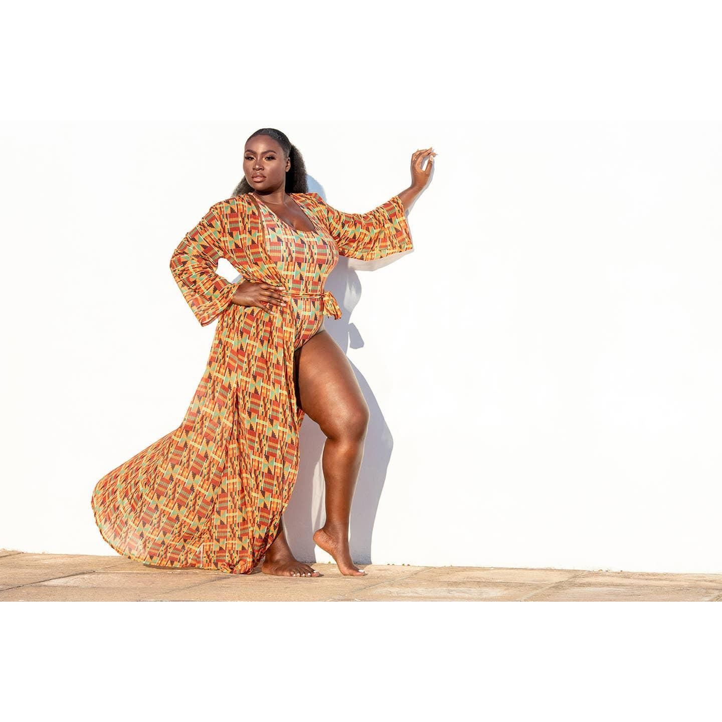Cache-Maillot de bain asantewa imprimé kumasi