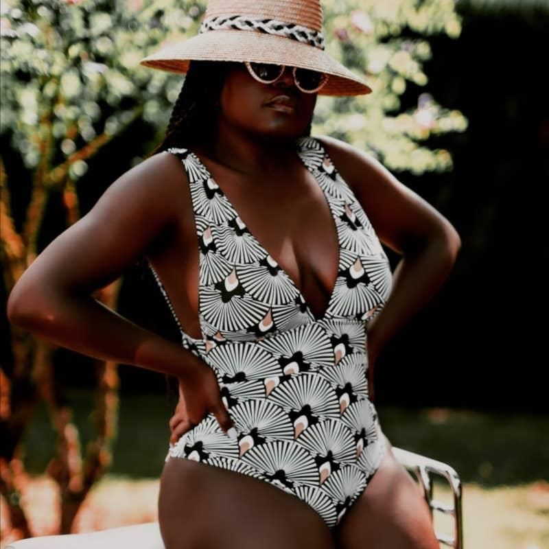 Maillot de bain pièce noir et blanc