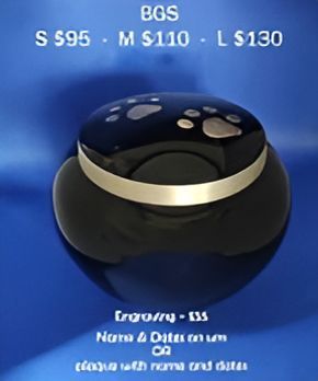 Black & Gold Squat Urn With Paw Prints — Angels for Pets In Tanby, QLD