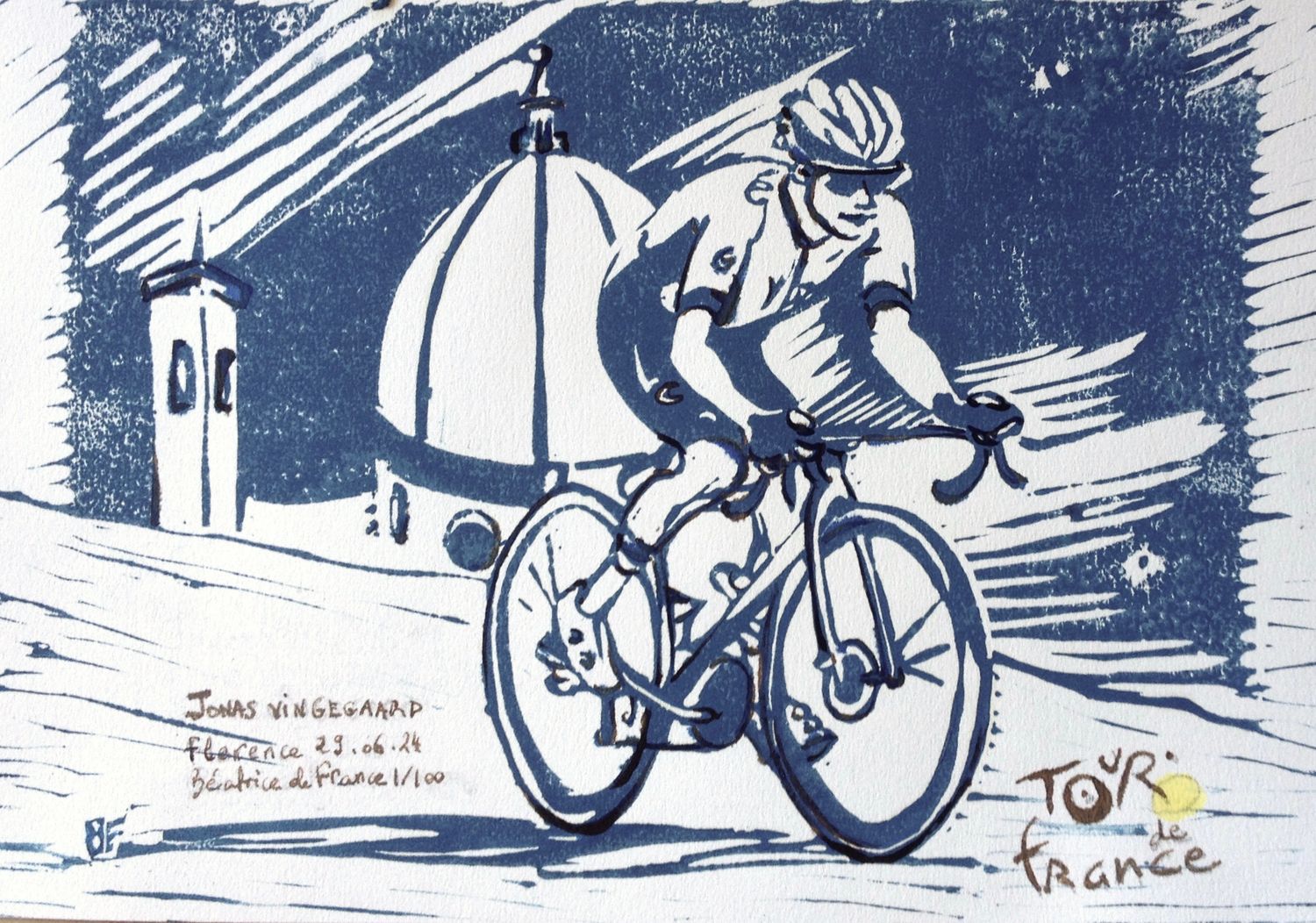 Béatrice de France - Jonas Vingegaard - Stampa a mano numerata su cartoncino 30x21