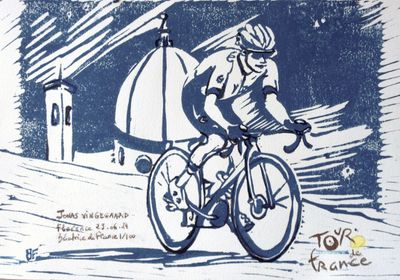 Béatrice de France - Jonas Vingegaard - Stampa a mano numerata su cartoncino 30x21
