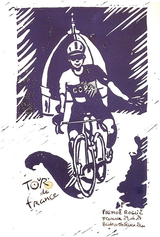 Béatrice de France - Primoz Roglic - Stampa a mano numerata su cartoncino 21x30