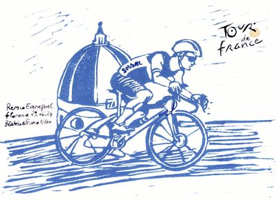 Béatrice de France - Remco Evenepoel - Stampa a mano numerata su cartoncino 30x21