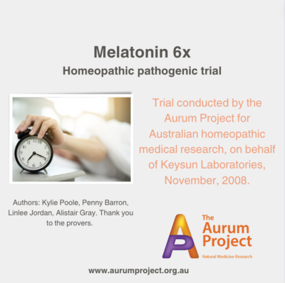 Melatonin 6x Proving
Homeopathic pathogenic trial