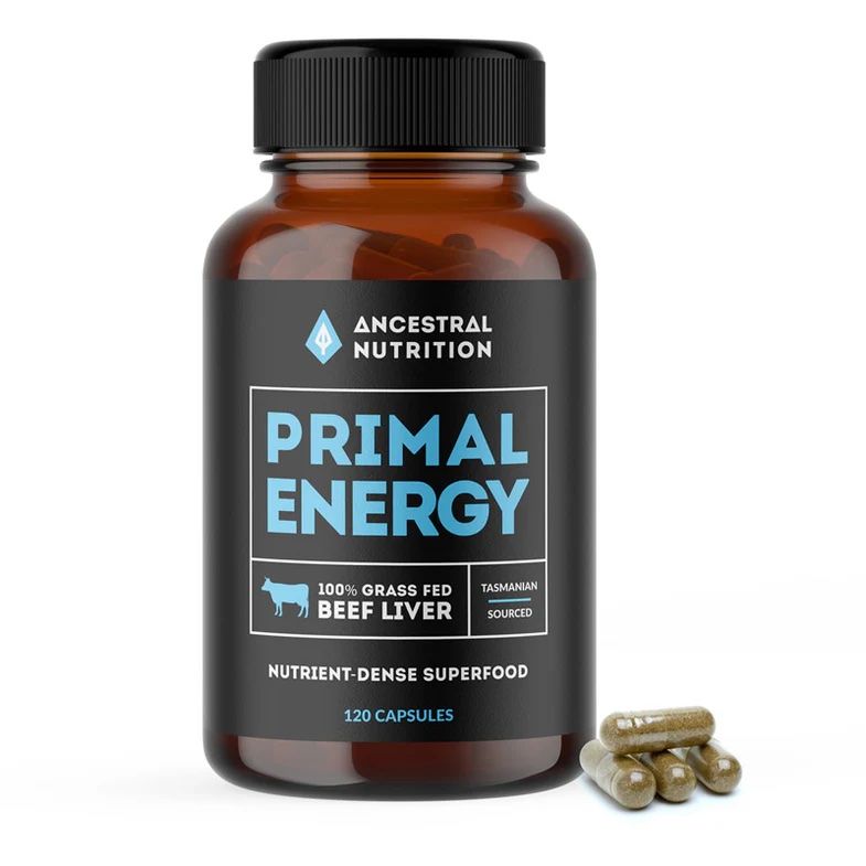 Primal Energy - Grass Fed Beef Liver  - Ancestral Nutrition - 120 Capsules