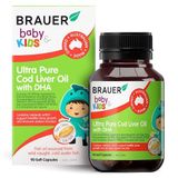 Brauer Baby & Kids Ultra Pure Cod Liver Oil with DHA - 90 Soft Capsules