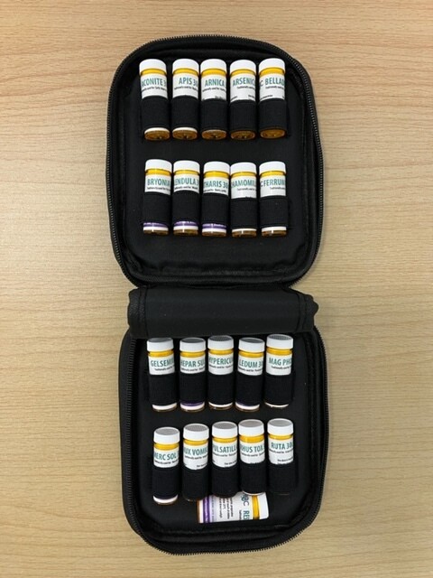 First Aid Kit with Homeopathic Remedies