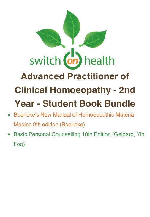 Switch on Health Student Book Bundle - Advanced Practitioner of Clinical Homoeopathy - 2nd Year