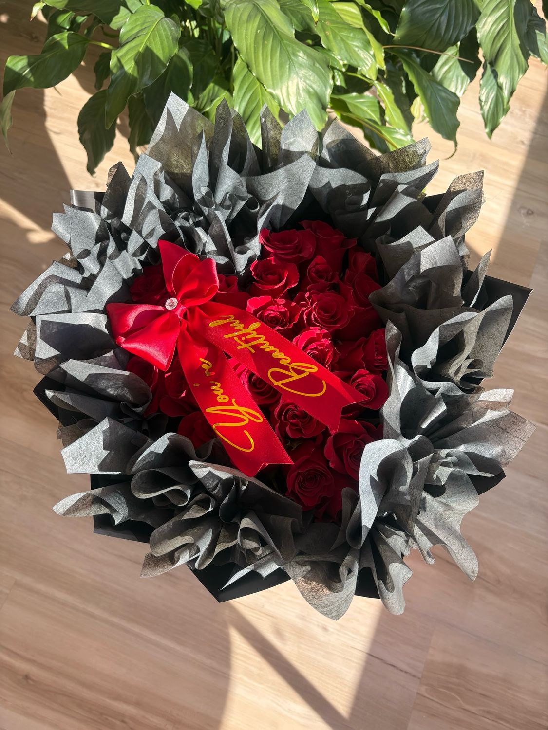 Valentine Heart Shaped Bouquet - Red Roses