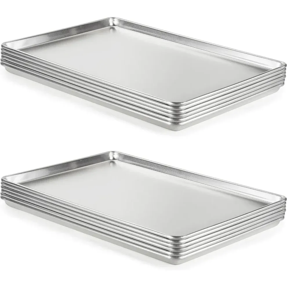 12 Pack Aluminum Sheet Pan, NSF Listed Full Size 26 x 18 inch Commercial Bakery Cake Bun Baking Tray