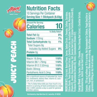 Alani Stick Juicy Peach 10pk