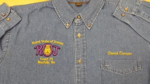 Royal order of Jesters mens's cotton denim button up