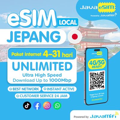 Travel eSIM JEPANG | Javaesim LOCAL True Unlimited