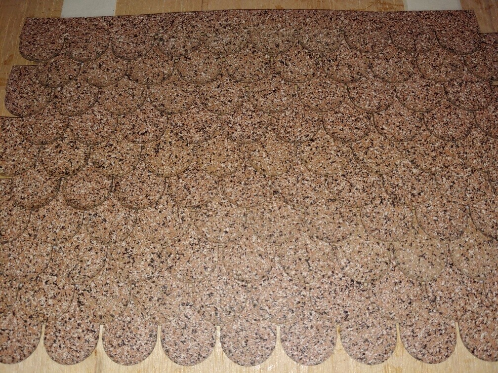 Desert sand mix fishscale asphalt shingles 1:24 scale