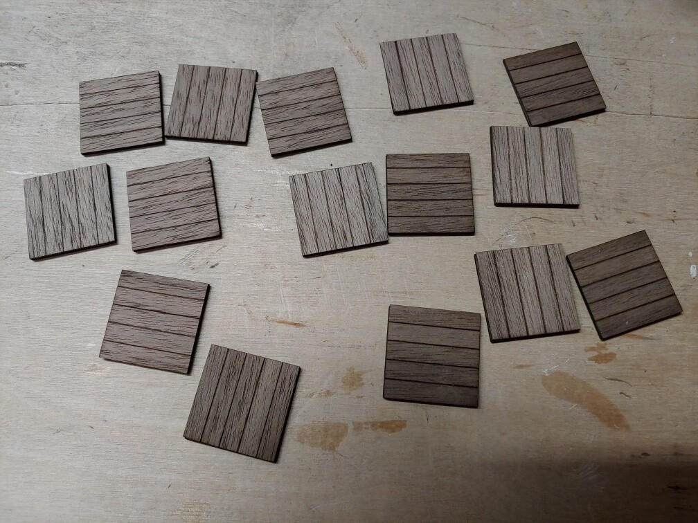 1" SCALE REAL HARDWOOD PARQUET FLOORING KIT WALNUT
