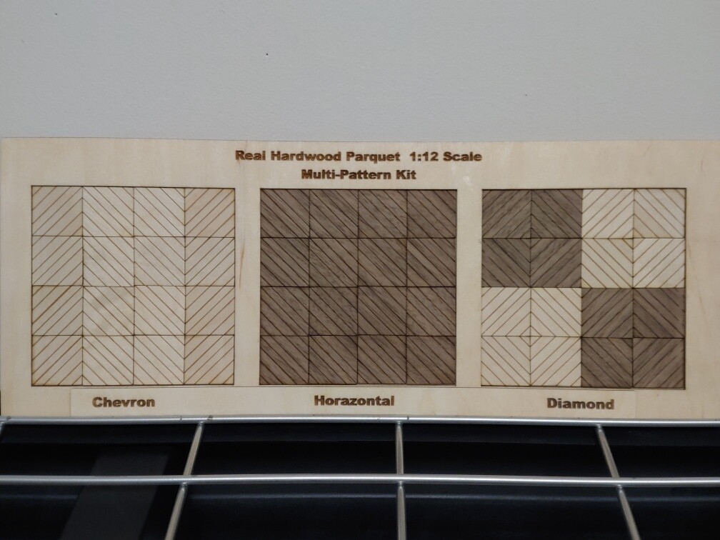 1" SCALE REAL HARDWOOD PARQUET FLOORING 3 DESIGN KIT Maple