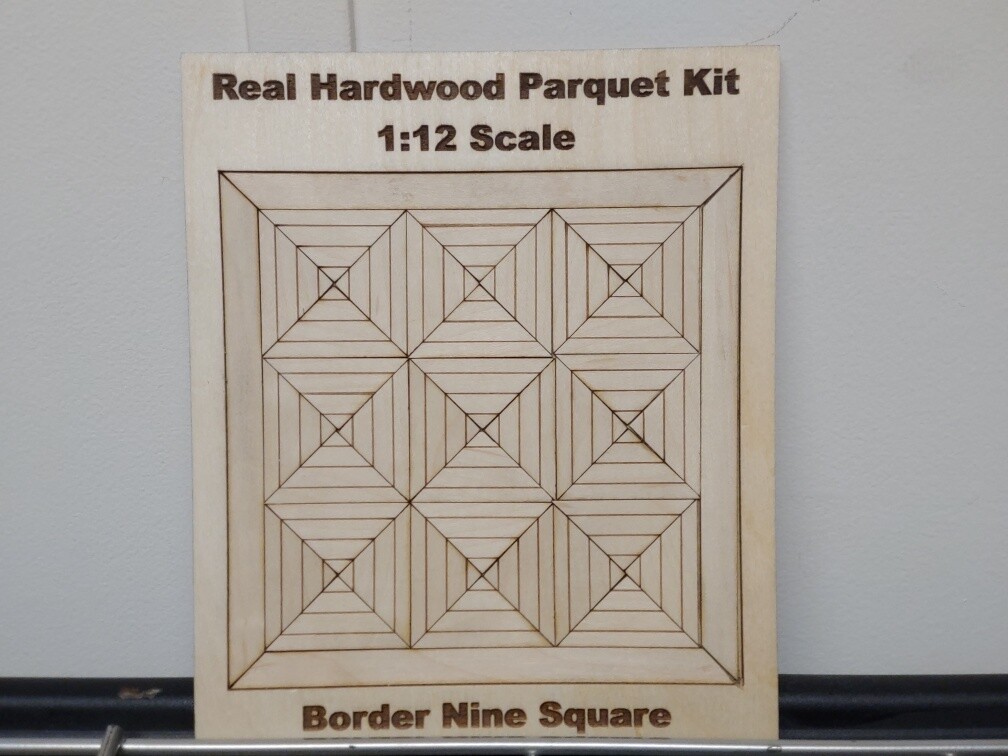 1" SCALE REAL HARDWOOD PARQUET FLOORING Border 9 tiles MAPLE