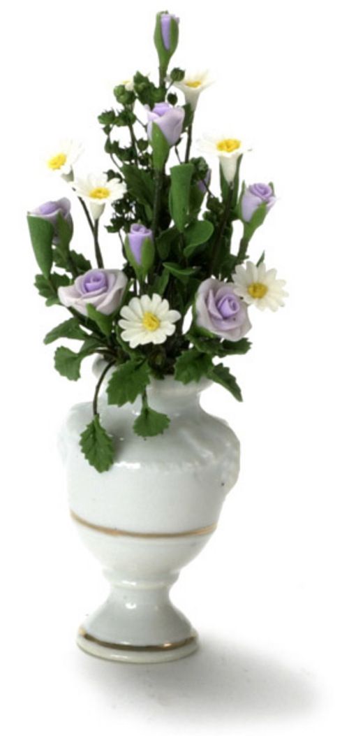 PURPLE &amp; WHITE FLOWER ARRANGEMNT 1:12