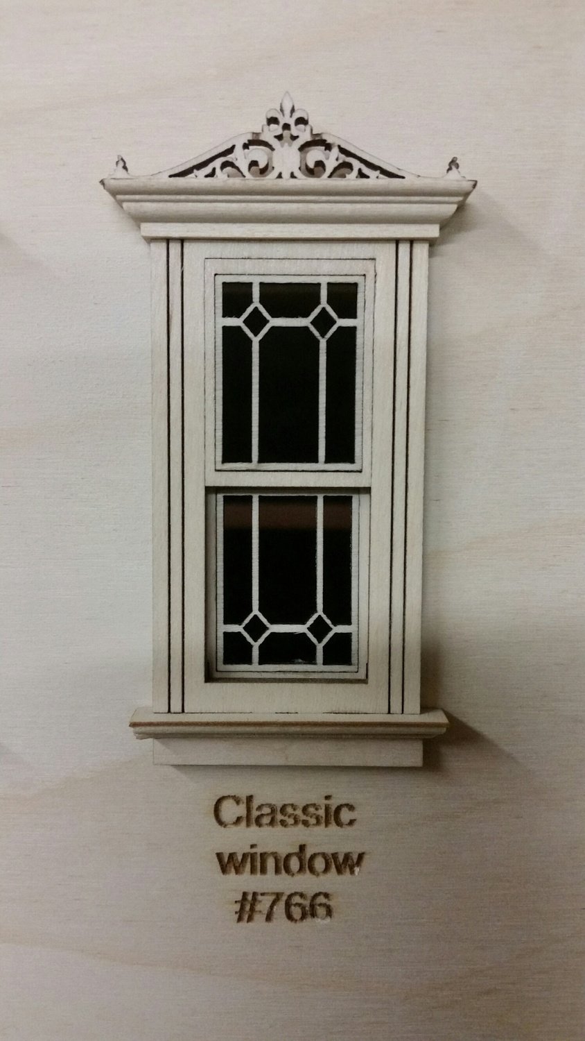 Working Classic Window w/ header/classic window pane design 1:24 scale