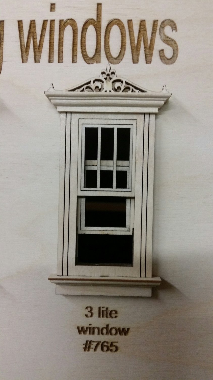 Working Classic Window w/ header/3 lite window pane design 1:24 scale